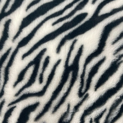 Printed Faux Rabbit Fur ZEBRE White / Black